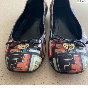 Fendi Multicolor Logo Flats